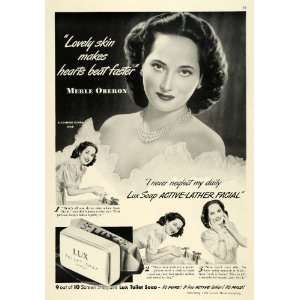  1942 Ad Merle Oberon Lux Soap Active Lather Facial 