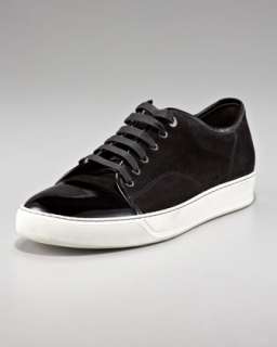 Patent Toe Suede Sneaker, Black