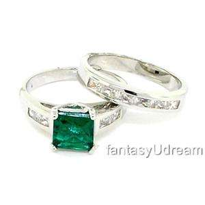 Promise Ring w/prong set Emerald CZ & pavé White CZs  