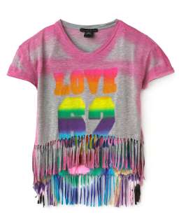 Flowers By Zoe Girls Fringe Love 62 Top in Airbrush Pink   Sizes 2T 