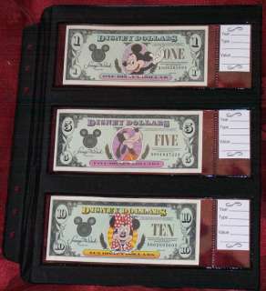 10 Disney Dollar deluxe Currency SHEETS  