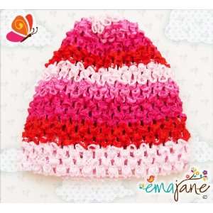 Ema Jane (Pink Stripes) Waffle Beanie Crochet Hats   Size Newborn to 