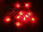 Battery Operated 10 RED LED String Lights Hearts Shaped on Silver Wire 