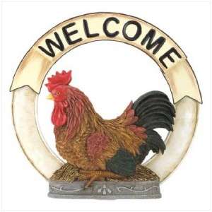Country Farm ROOSTER/Chicken Round Metal WELCOME SIGN  