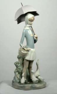 Lladro Figurine Girl with Umbrella and Ducks # 4510  