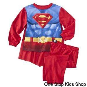 SUPERMAN Boys 2T 3T 4T 5T 3 Piece PAJAMAS Costume Pjs CAPE Shirt 