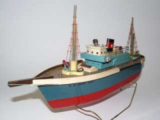 Vintage ITO Type S.S. CAPE COD Wood Toy Fishing Boat Japan Battery 