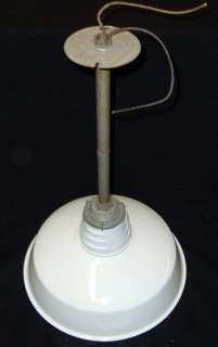 Industrial White Porcelain Gas Station Light Fixture Vintage  
