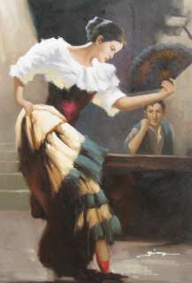 Spanish Flamenco Dancer, 24x36 LARGE OIL PAINTING  