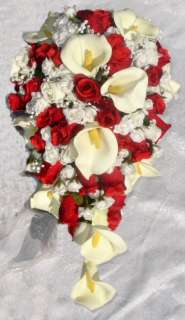 and Cream and Ivory Blooming Roses, Red Rose Buds, Minature Tea Roses 