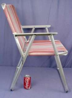 Vintage Aluminum Folding Webbed Lawn Chair Deck Camping Beach 3 lbs 
