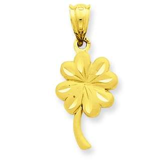 14K YELLOW GOLD SHAMROCK IRISH 4 LEAF D/C CLOVER CHARM  