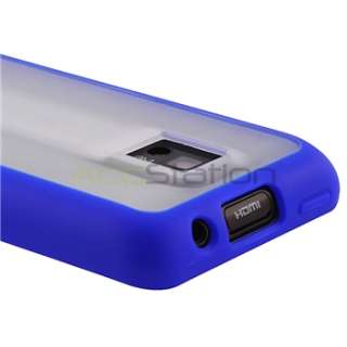   Blue TPU Skin Case+AC+DC Charger+Privacy LCD Cover For T Mobile LG G2X