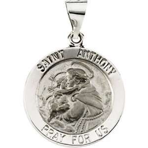  14K White Gold St. Anthony Medal   22.25 Mm GEMaffair 