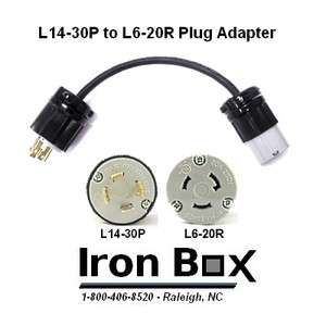 L14 30P to L6 20R Generator Power Cord Plug Adapter, 1 Foot  
