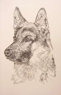 GERMAN SHEPHERD DOG ART Signed Kline WORD DRAWING #239 your dogs name 