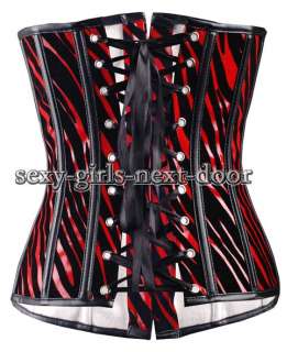 Red & Black CORSET Zebra Print BustierUnderbust S A114_red
