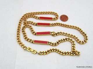 GIVENCHY 70s RED ENAMEL SAUTOIR VINTAGE RUNWAY NECKLACE  