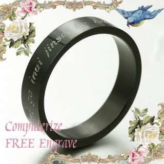 Black Gold word Engrave Wedding Bands Titanium Rings  