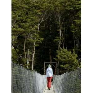  Walking across a Swing Bridge Near North Mavora Lake New 