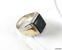 ONYX INTAGLIO Vintage RING   10k 14K GOLD Greek Warrior  