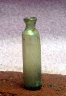 Authentic 17th century medicine green glass bottle.  