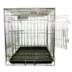   Home Chrome Double Door Folding Wire Dog Cat Crate Kennel 30 x 19 x 22