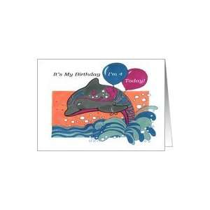  Dolphin Kids 4th Birthday Party Invitation Card Toys 