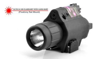   Flashlight with Red Laser Sight (Picatinny Rail Mount, Dual Switch