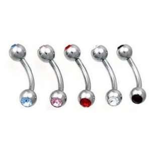   Accentz® Belly Button Navel Ring Body Jewelry 14g Double Gem Lot of 8