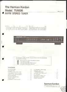 Harman Kardon TU9200 Service Manual ORIGINAL FREE US SH  