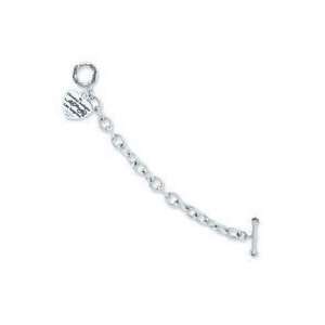  Steel Ed Hardy Pol Link w/Heart Charm 7.5in Toggle Bracelet Jewelry
