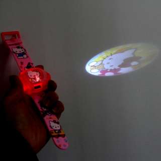 Hello Kitty Pattern Digital Projector Watch Wristwatch with Purse Pink 