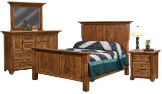   Amish Rustic Bedroom Set Solid Hickory Wood Furniture Queen King Size