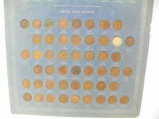 OLD Indian Head Penny Collection Board 1857   1909 C201  