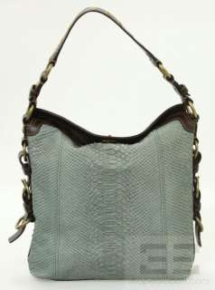   Teal Python Embossed & Brown Leather Trim Hobo Bag, Wristlet & Wallet