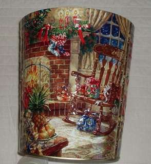 UNIQUE CHRISTMAS 3D POP OUT FIREPLACE ROCKING CHAIR SCENE TRASH CAN 