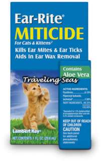 Lambert Kay Ear Rite Cat Medication Ear Mite Remedy 1oz Miticide 
