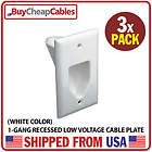 3x wall plate 1 gang recessed low voltage cable white