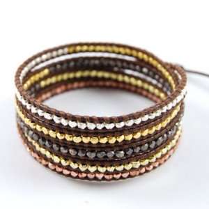  Chan Luu Mixed Nugget Wrap on Brown Leather Jewelry