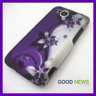 for Sprint HTC EVO Shift 4G   Purple Vines Rubberized Hard Case Phone 