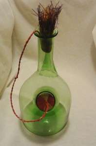 Vintage Blown Green Glass Wine Decanter with Ice Chamber Italy Italian 