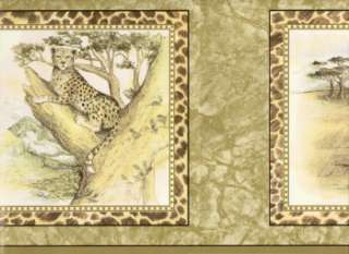 LEOPARD, GIRAFFE & ELEPHANT Nice Wallpaper bordeR Wall  