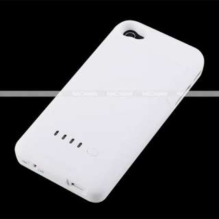 1900mAh White External Battery Charger Case Cover For iPhone 4 4G 