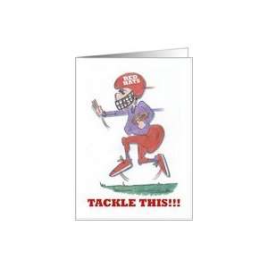  red hat tackle football inspirational encouragement card 
