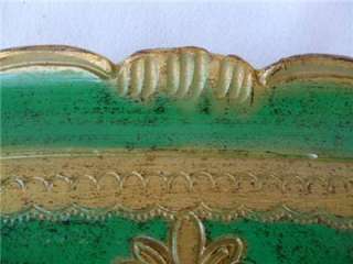 Vintage Italian Florentine GOLD & GREEN Gilt Wood Tray Florence Italy 