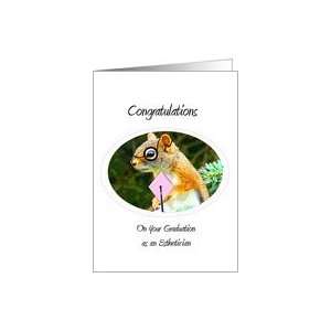   , Standing Red Squirrel with Eye glasses and Pink Graduation Cap Card