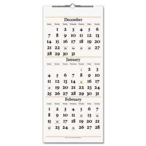   Three Month Reference Wall Calendar, Rust and Gray, 12 1/4 x 27