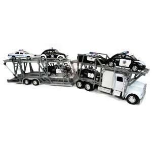  Diecast Freightliner Auto Carrier with Six assorted Police 