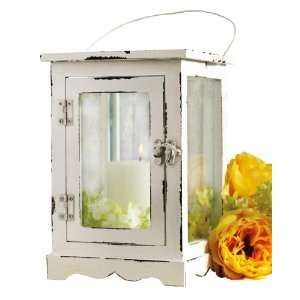  Tag Wooden Caila Lantern, Antique White 10.25 Inches Tall 